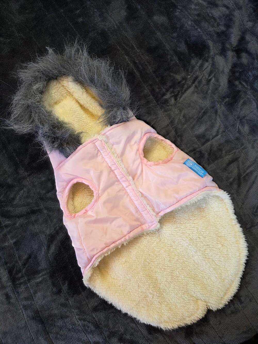 American Kennel Club Pink Puffer Dog Winter Coat With Faux Fur Hood